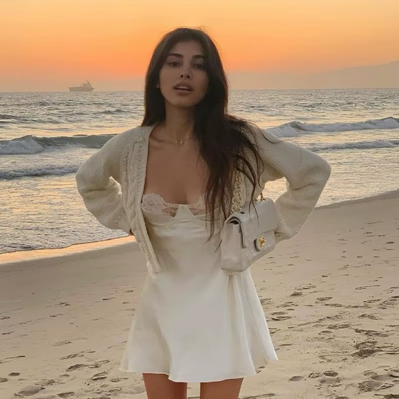 Mirror Palais Underwire Slip Dress in Pearl Size XXS